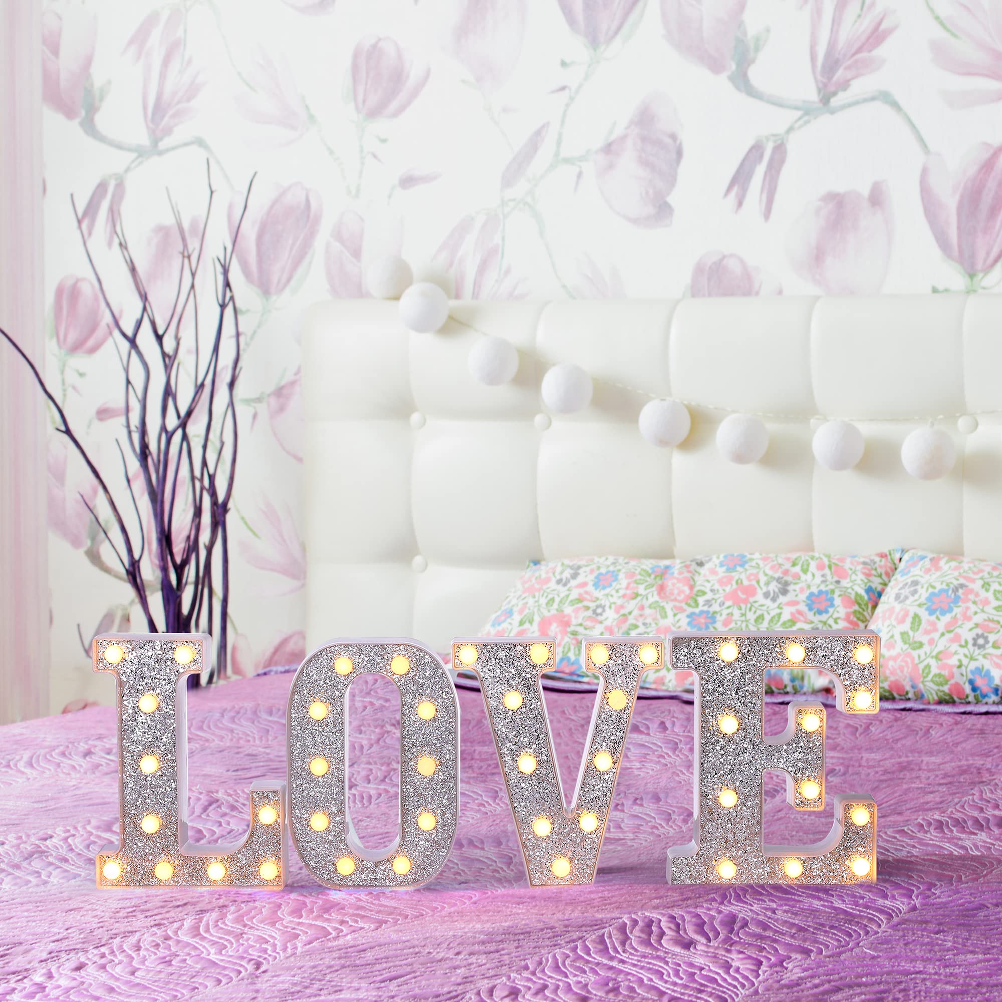 Foaky Silver Light Up Letters,Party Decorations,Birthday Decorations for Night Light Birthday Party Christmas Gifts (X)